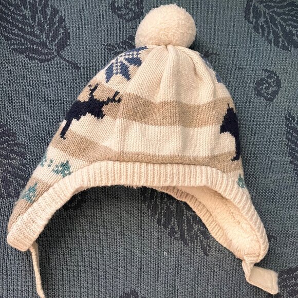 BabyGap Warm Winter Knit  Bobble Hat with fleece 12-18 months. - Picture 1 of 4